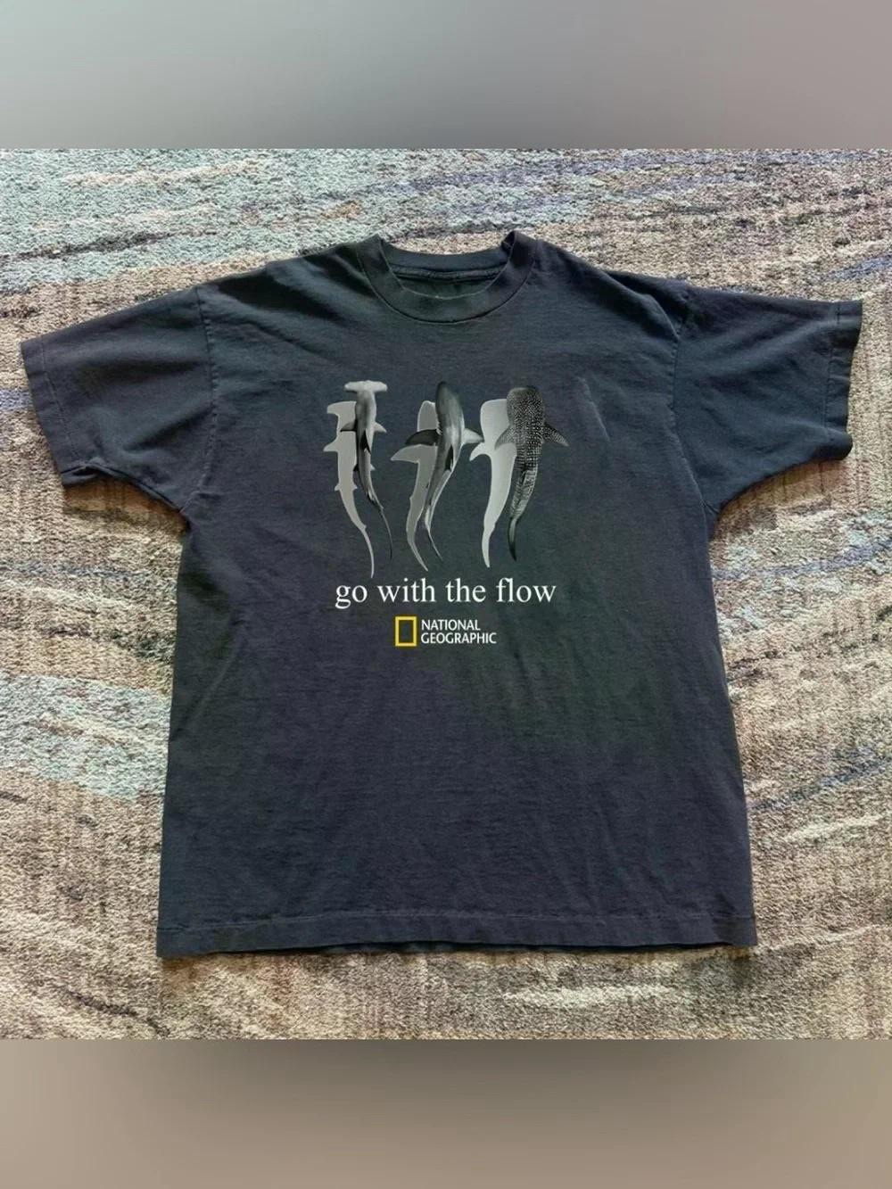 National Geographic Men’s Black "Go With The Flow" Graphic Tee